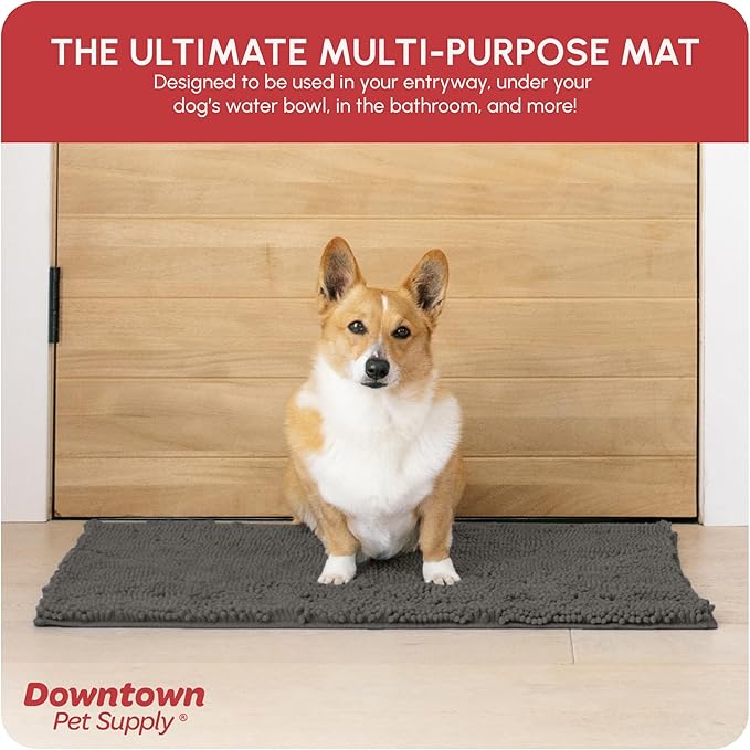 My Doggy Place Microfiber Dog Mat for Muddy Paws, 31" x 20" Ash - Absorbent and Quick-Drying Dog Paw Cleaning Mat, Washer and Dryer Safe - Non-Slip Rubber Backed Dog Floor Mat, Medium