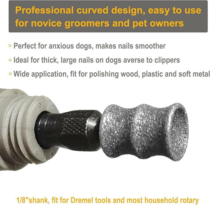 for Dremel - Diamond Dog Nail Grinder Attachment - Painless Pet Nail Trimmer Bits for Large, Medium and Small Dogs & Cats Claw Grooming