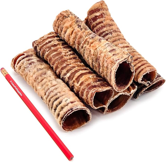 ValueBull Beef Trachea, Premium 5-6 Inch, 50 Count Bulk Pack - Natural Angus Dog Chews with Glucosamine, Chondroitin & Amino Acids