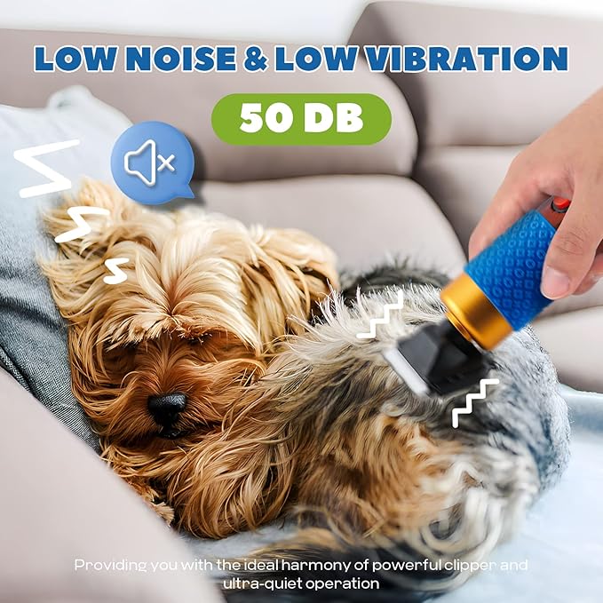 Pet Grooming Clippers 200W, Plug-in with 3m Power Cord & Stepless Speed Control, Low Noise < 50db, Heavy-Duty Dog Hair Trimmer Kit with Extra Detachable Blade & 2 Limit Combs of 4 Sizes