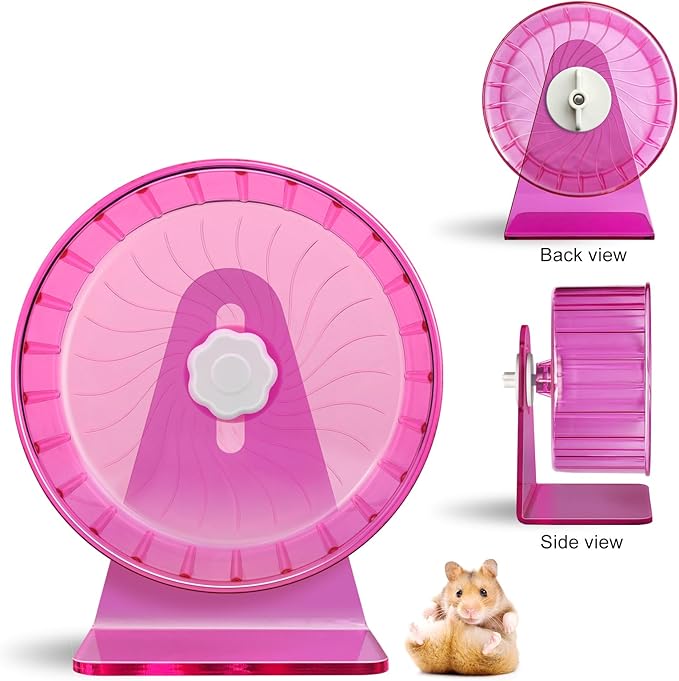 Hamster Wheel,Silent Wheel,Super Silent Hamster Exercise Wheels,Silent Hamster Wheel,Adjustable Stand Hamsters Exercise Wheels,Quiet Rat Wheel (Φ 5.5 inch, Pink)