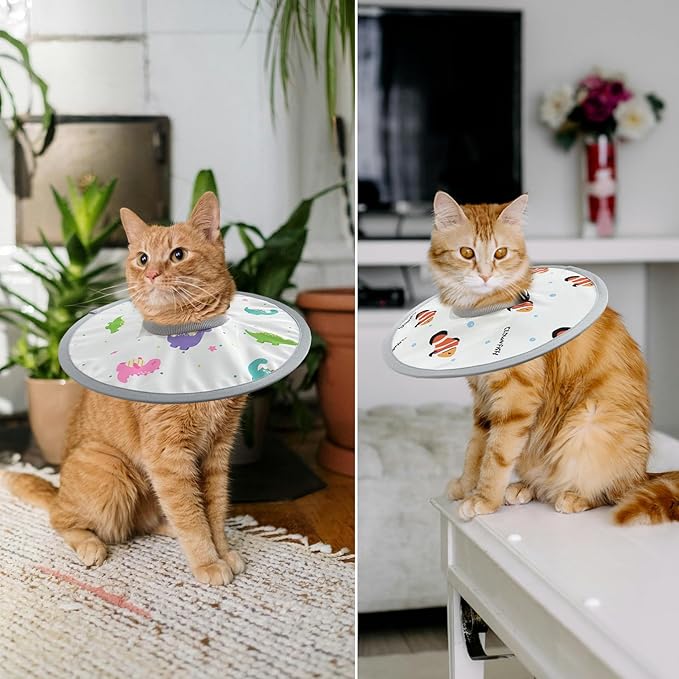 LOS ANDES Cat Recovery Collar - Adjustable Protective Alternative to Cat Neck Cones, Lightweight Elizabethan Collar for Kitten/Puppy