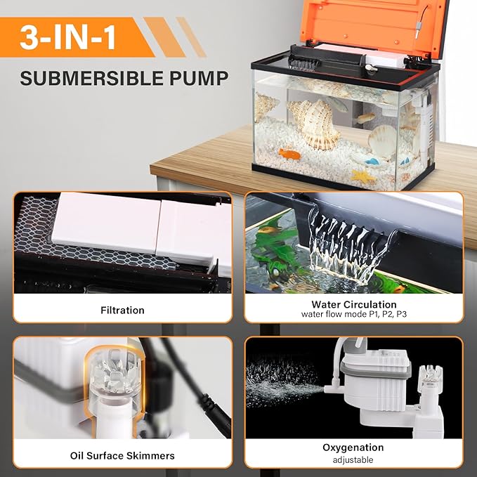 hygger Smart Aquarium Starter Kit, Glass Fish Tank with 24/7 Mode Light, Heater, Water Pump, Filter Media, Auto Feeder,Water Changer, Cleaning Tool, Fishing Net,Timer Automatic Switch (10 Gallon)