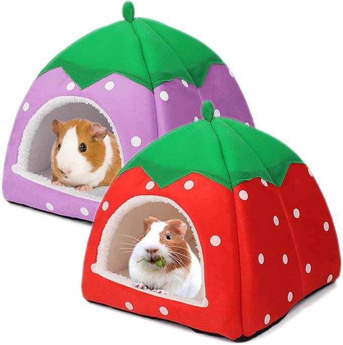 Guinea Pig Hideout 2 Pack Guinea Pig Bed House Cage Accessories Cozy Hide-Out for Hedgehog Ferret Chinchilla&Other Small Animals