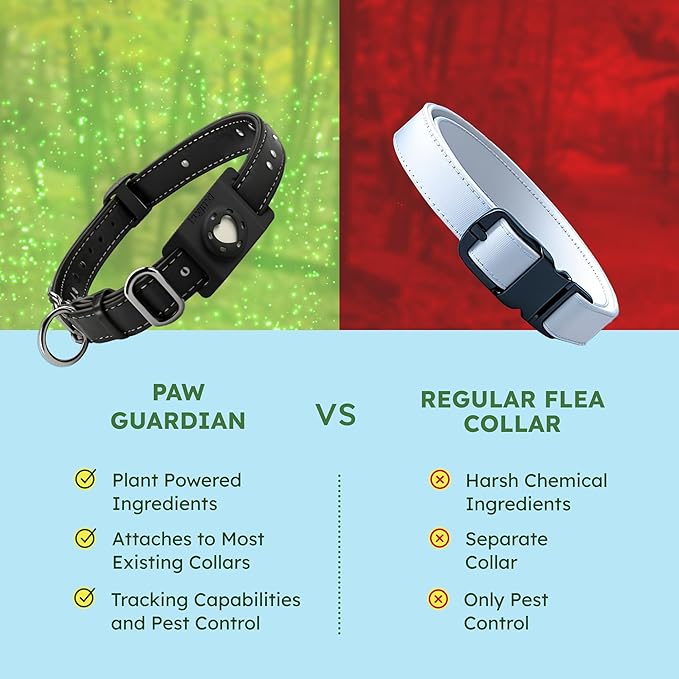 BugMD Paw Guardian Flea & Tick Pendant (2-Pack) with AirTag Holder – Plant-Based Flea & Tick Prevention for Dogs – Pet Collar Tag & GPS Tracker Holder for Dogs – Black