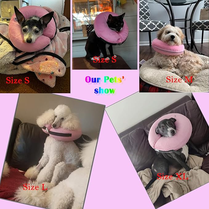 Katoggy Protective Inflatable Recovery Collar, Soft Blow-up Dog Cone Collar, Pet Donut Cone Collar, Comfy Elizabethan Collar After Surgery for Large Dog to Prevent from Biting & Scratching, Medium