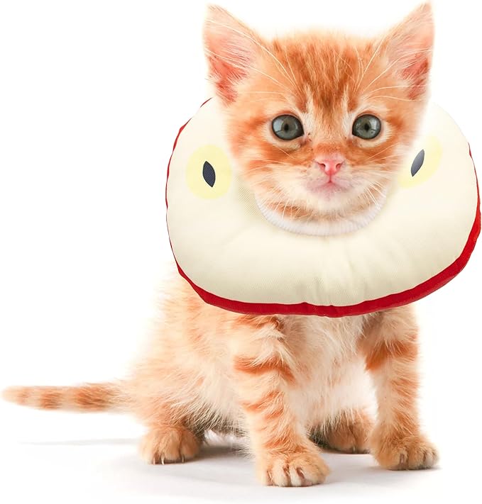 Kitten Cones After Surgery 0-6 Months, Donut Extra Small Kittern Cone Collar Soft to Stop Licking Neck, Elizabethan e Collar for Recovery (S for Kitten [Neck: Up to 7.5"] - Apple)
