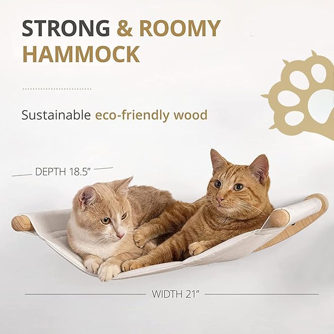 Cat Wall Furniture Set,Cat Hammock Wall Mounted Shelf with Two Steps,Cats Shelf and Perches for Wall Sleeping,Playing,Climbing and Lounging for Kitty Large Cats