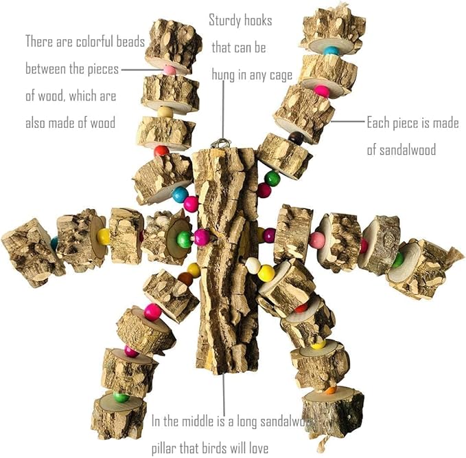 PINVNBY Macaw Toys, Extra Large Parrot Toys, Natural Wood Bird Chewing Toys for Large Birds Parrots African Grey Macaws Cockatoos Parkeets Eclectus Amazon Parrots