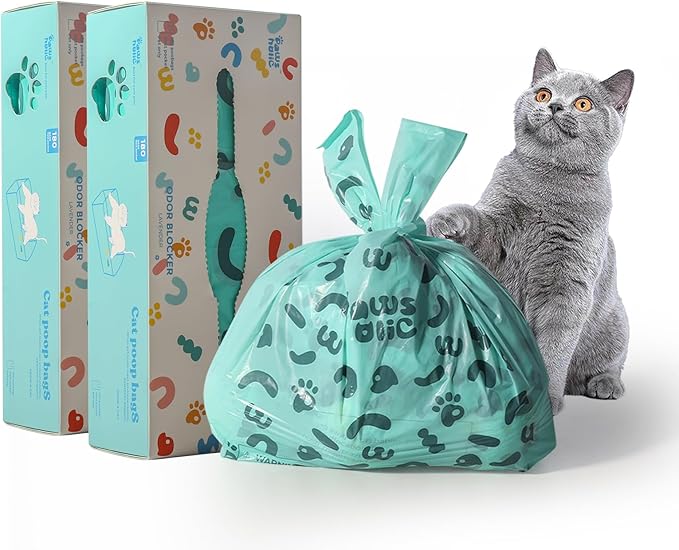 Poop Bags for Dog and Cat - Biodegradable 100% Leak-Proof Pet Waste Bags with Handle, 360 Count, Cornstarch Based Extra Thick, for Dog Poop and Cat Litter Disposal (Unscented)