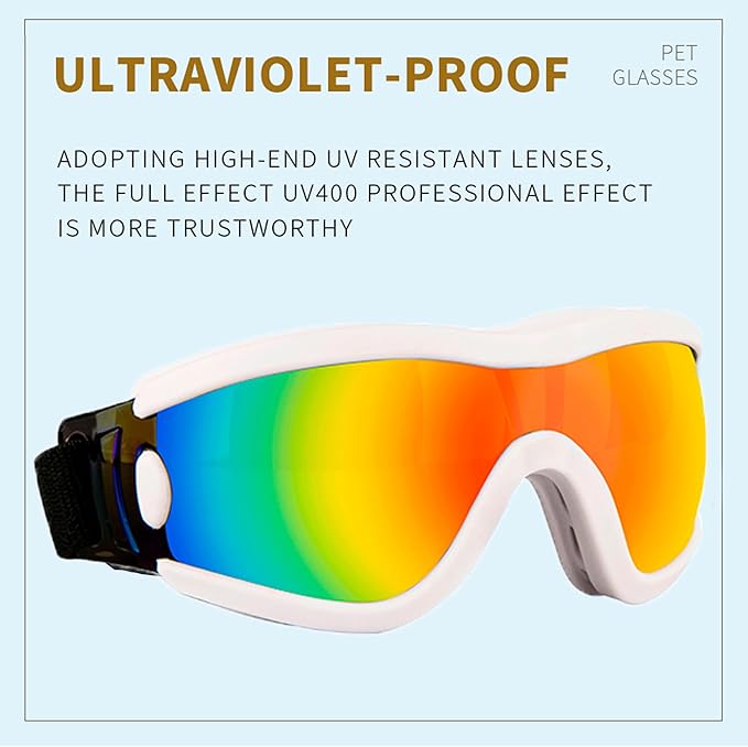 Small Dog Sunglasses with Adjustable Strap UV Protection, Winproof Puppy Sunglasses, Suitable for Dogs Eyes Protection，Soft Dog Goggles