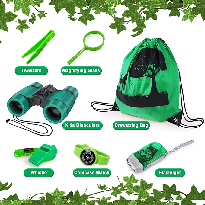 Kids Explorer Kit & Bug Catcher Kit, Camping Gear for Kids, Outdoor Exploration Set with Backpack & Binoculars, Ideal Outdoor Adventure Toys for Boys Girls 3-12