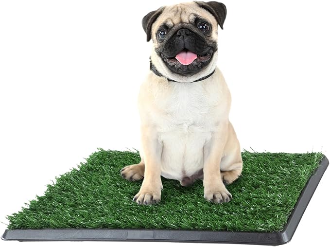 Artificial Grass Puppy Pee Pad for Dogs and Small Pets - 16x20 Reusable 3-Layer Training Potty Pad with Tray - Dog Housebreaking Supplies by PETMAKER