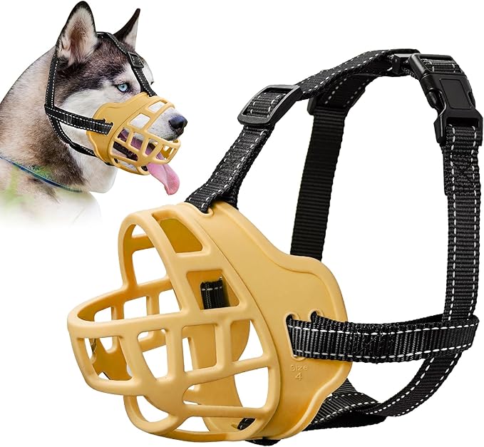 Dog Muzzle for Large Dogs, Breathable Basket Muzzles for Small, Medium and X-Large Aggressive Dog, Allows Panting Drinking, Suitable for Grooming Trimming Training (6, Luminous Orange)