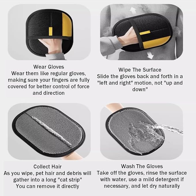 Pet Hair Removal Glove - Cat & Dog Electrostatic Hair Remover Grooming Glove,Suitable for All Pets 2Pcs
