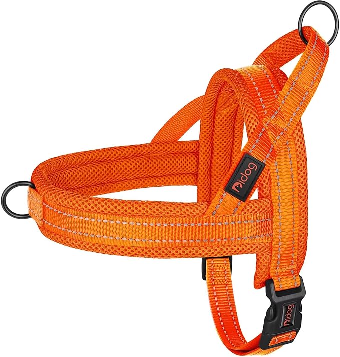 Didog No Pull Dog Harness with Soft Mesh Padded,Reflective & Quick Fit Light Weight Dog Strap Vest Harness,Easy for Walking Training (L:Chest 26-32", Orange)
