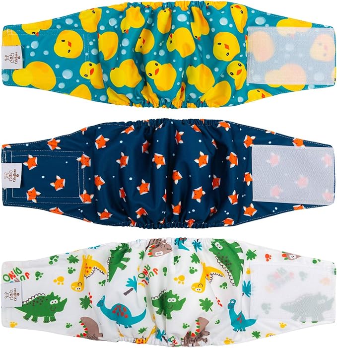 CuteBone Belly Wrap Male Dog Washable Puppy Diapers Reusable Doggie Diapers XSmall 3pcs a Pack DM02XS