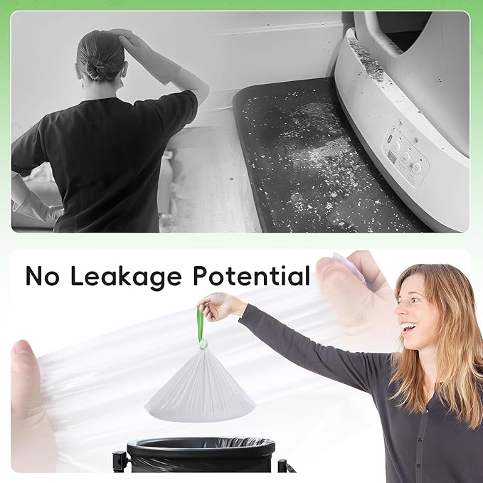 120 Pack Cat Litter Box Liners for Meo Want SC01, MW-SC02, MW-LR01,1.5 Mil Thick Drawstring Heavy Duty Leak-proof Disposable Smart Self-Cleaning Litter Box Robot Waste Drawer Trash Bags 18" x 12.6"