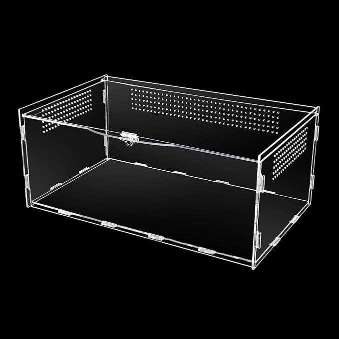 Micro Habitat Terrarium Enclosure, Jumping Spider Enclosure with Locking Latch for Small Tree Dwelling Reptiles,Tarantula, Amphibians, Spiders,Invertebrates (6x8x14 inxh)