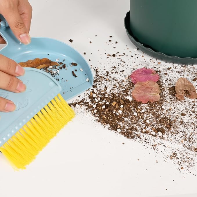 Small Broom and Dustpan Set,mini Compact Portable, for Home, Sofas, Kitchen countertops, Storage Shelves, Office desks, bathrooms, and pet Areas (Blue)