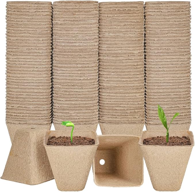 126 Packs Square Peat Pots, 3.15 Inch Seed Starting Pots with Drainage Holes Square Nursery Pot,Biodegradable Eco-Friendly Round Plant Seed Starter Peat Germination Seedling Trays