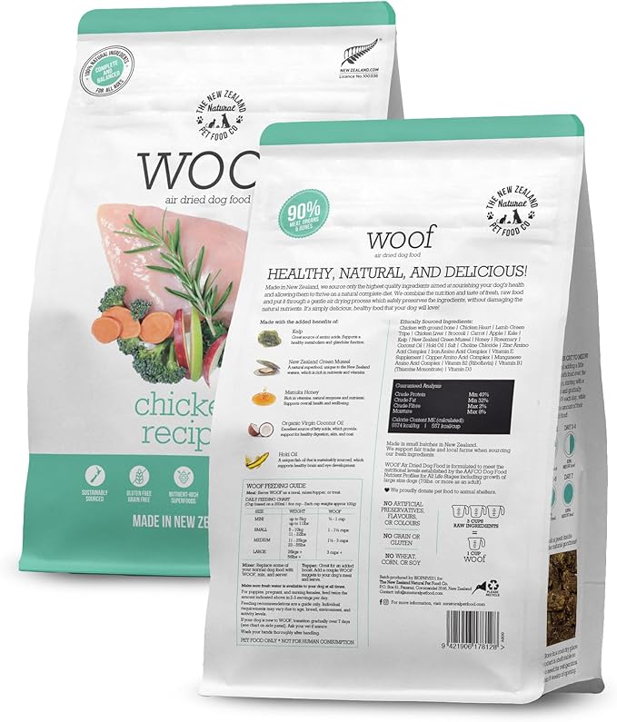 WOOF Air Dried Dog Bites - Chicken Recipe Dog Food High Protein Toppers for Dry Dog Food, Healthy Dog Food,26.5oz