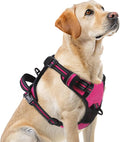 PUPTECK No Pull Dog Harness for Large, Adjustable Reflective Dog Harness with Handle Easy Control, Comfortable Soft Padded Pet Vest Harness for Large Dogs, Fuschia L