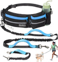 Hands-Free Waist Leash with Pouch for Two Dogs,Reflective Stitching, Dual Handle & Bungee Retractable Design – Ideal for Medium to Large Dogs (Blue) – Dog Walking Accessories