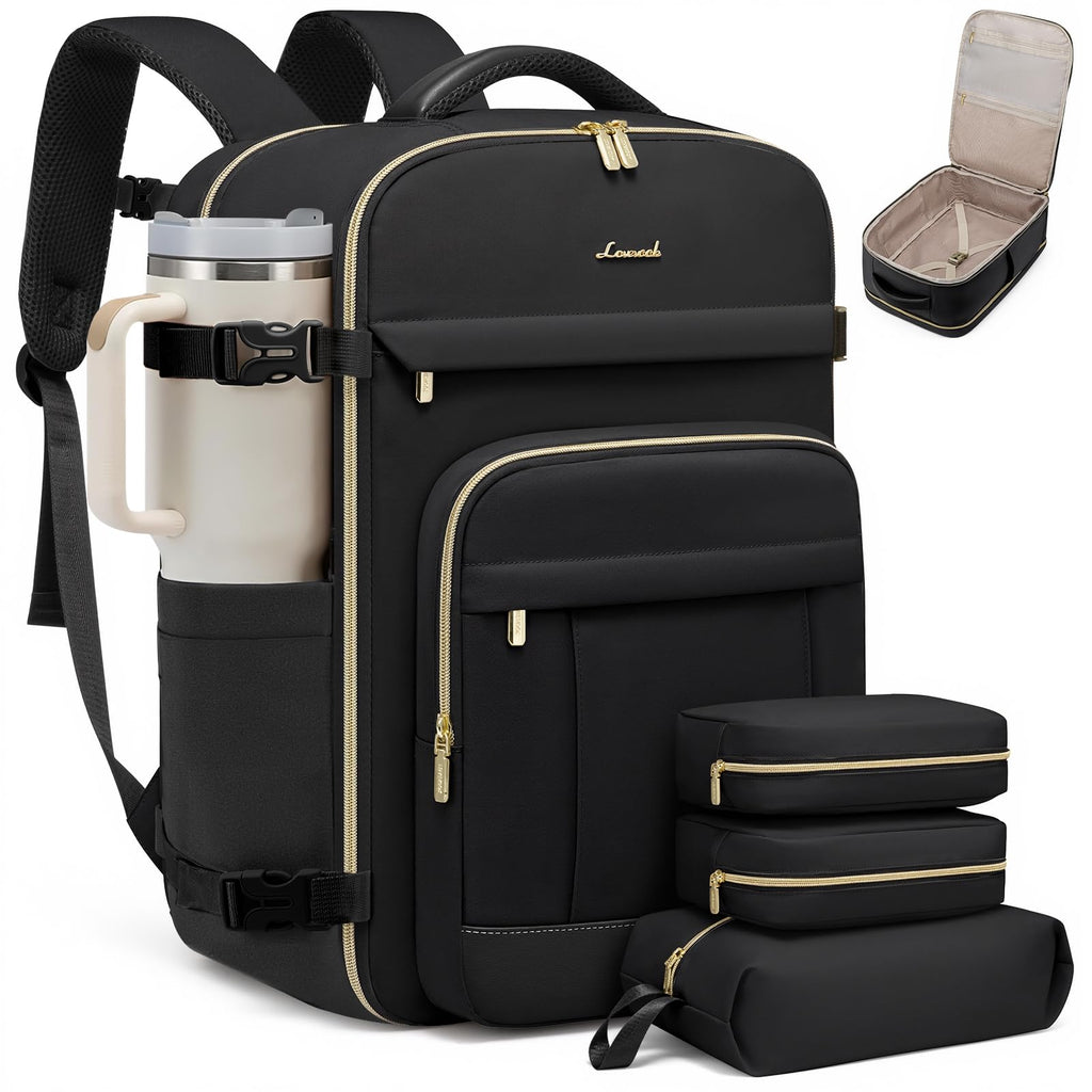 LOVEVOOK 40L Travel Backpack for Women & Men - 17.3 Inch Carry On Backpack & Personal Item Backpack for Airlines, Spacious and Durable Design, with 3 Packing Cubes