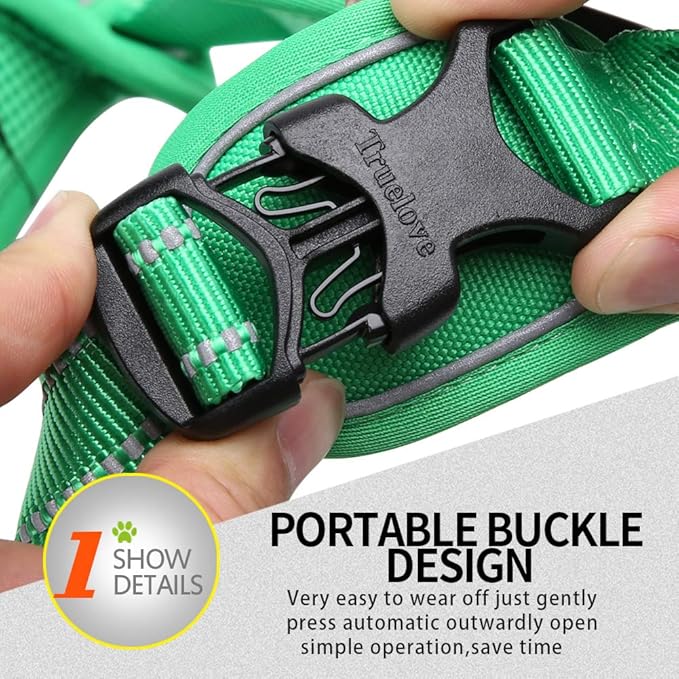 Truelove No Pull Dog Harness with Easy Control Handle and 2 Leash Attachments,Reflective Adjustable Pet Vest