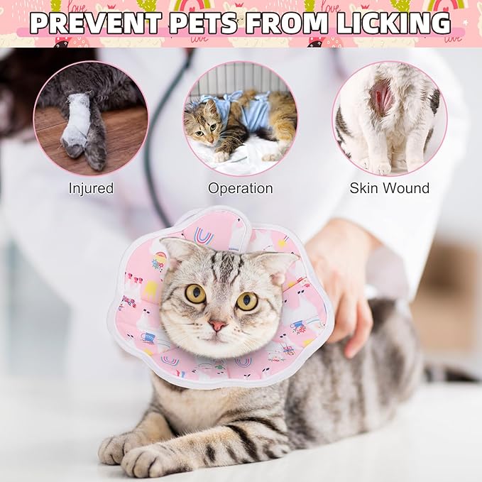KOOLTAIL Cat Cone Collar, Adjustable Soft Comfortable Cat Recovery Collar to Stop Licking, Foldable Donut Water Resistant Pet Cone for Small Large Cats Kittens After Surgery Alpaca M