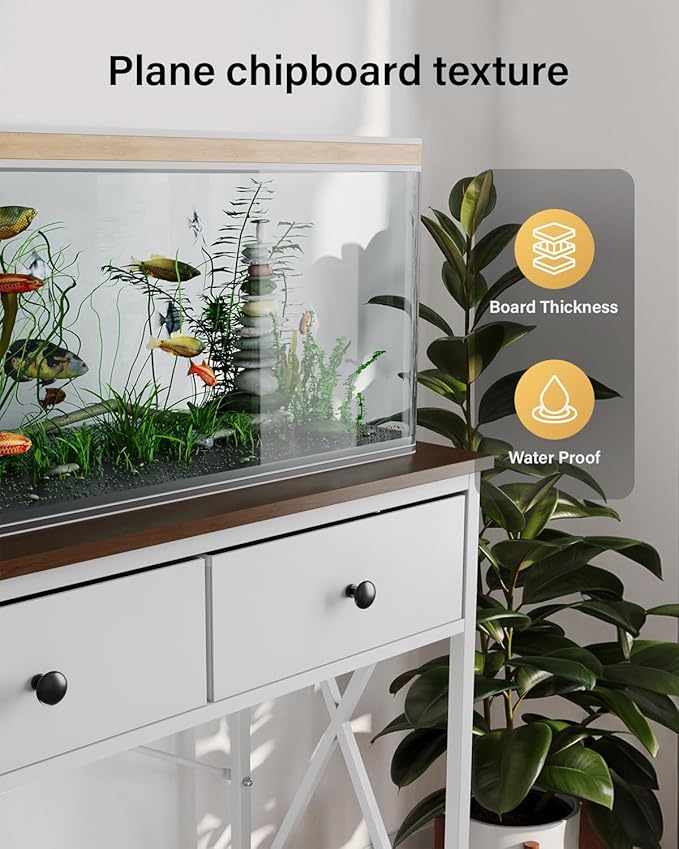 Fish Tank Stand 29 Gallon: Sturdy Aquarium Stand with Accessories Storage - Metal Fish Tank Table for 20-29 Gallon Reptile Breeder Turtle Terrarium - 30.7"x16.5" Weight Capacity 330 lbs