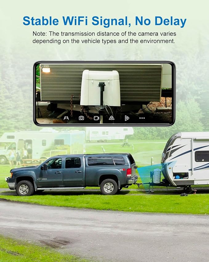 1080P Magnetic Wireless Backup Camera, 90 Days Standby Rechargeable Battery, Waterproof Rear/Front View Camera for Hitching Boat Trailer Horse Pickup RV Car for iPhone iPad Android