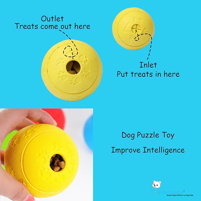 5 Different Functions Interactive Dog Puzzle Toys Balls for Medium Large Dogs, Food Treat Dispensing Dog Toys