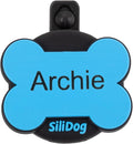 SiliDog AirTag Holder Silent Dog ID Tag – Personalized Engraved Silicone Pet Tag – Durable, Glow-in-The-Dark – Blue Bone
