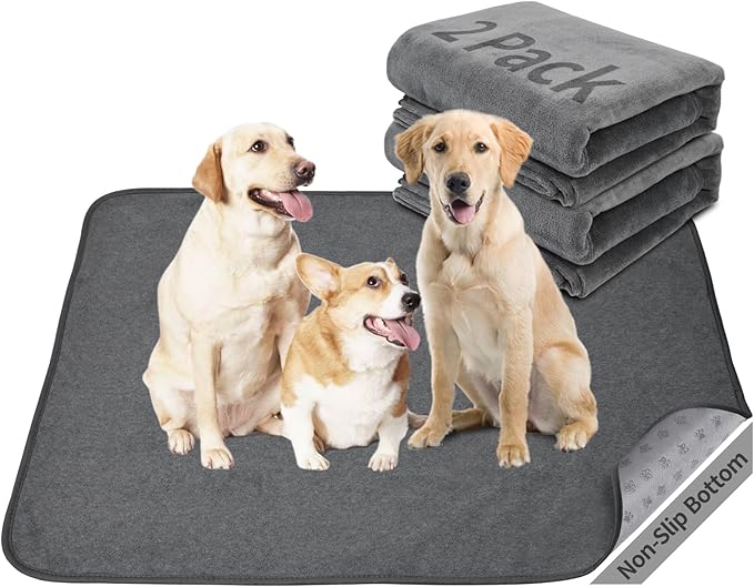 Washable Dog Pee Pads 36x72 2Pack Reusable Whelping Pads, Absorb Dog Mats Non-Slip Puppy Training Pads for Whelping, Potty, Training, Playpen, Crate