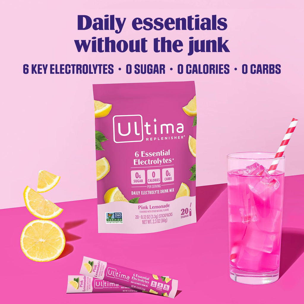 Ultima Replenisher Daily Electrolyte Powder – Original Variety Pack, 20 Stickpacks – Zero Sugar Hydration Packets with 6 Electrolytes and Minerals – Sugar Free, Plant Based & Keto Friendly Drink Mix