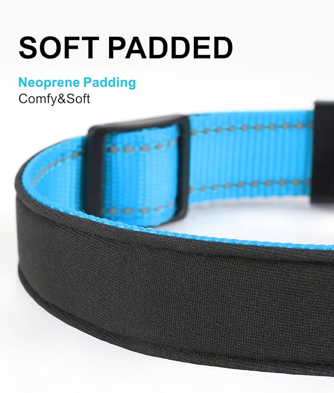 TagME Airtag Dog Collar,Waterproof Reflective Pet Collar with Airtag Holder,Soft Padded and Double D-Rings for Puppy,Light Blue