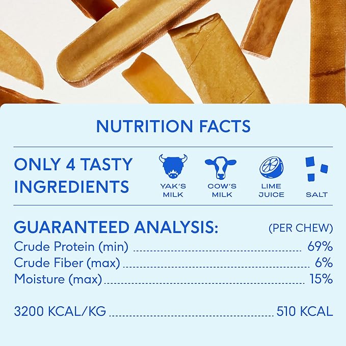 Native Pet Yak Cheese Himalayan Dog Chews - Long Lasting Dental Sticks for Medium Breeds – 100% All Natural Himalayan Yak Chews for Medium Dogs – Cheese Bone for Aggressive Chewers - 10 Per Pack
