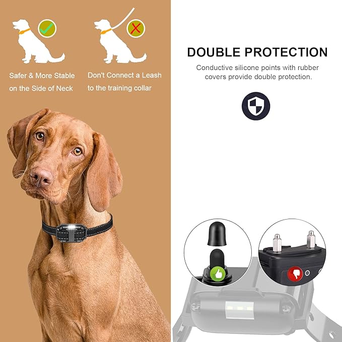 Electric Dog Training Collar with Remote 1640FT, E-Shock, Safe Training Modes, Rechargeable IP67 Waterproof Collars for 2 Dogs