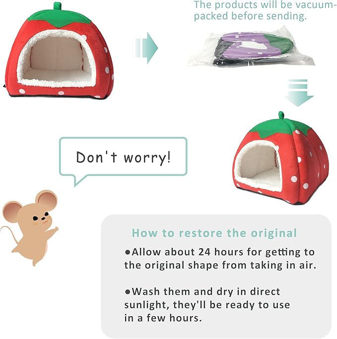 Guinea Pig Hideout 2 Pack Guinea Pig Bed House Cage Accessories Cozy Hide-Out for Hedgehog Ferret Chinchilla&Other Small Animals