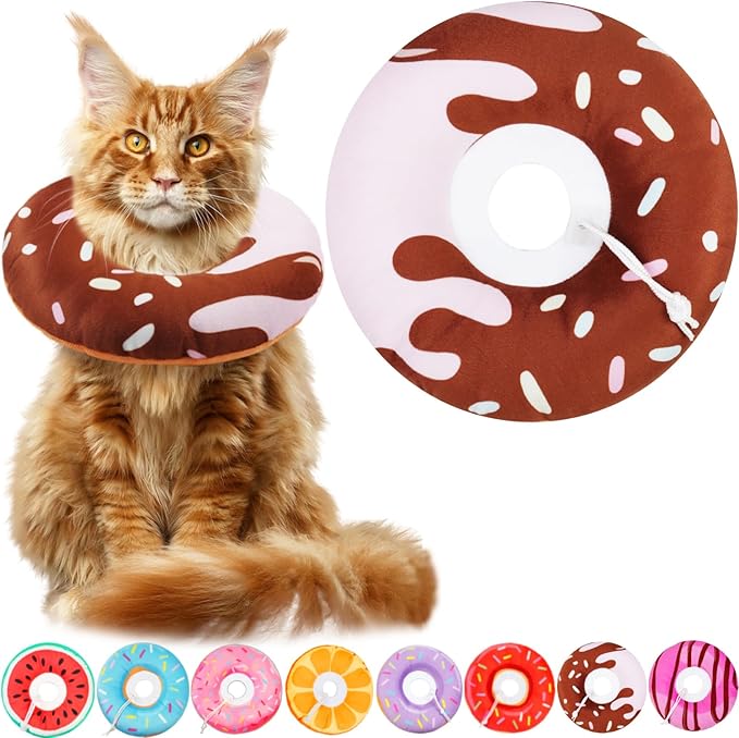 Cat Cone Collar Soft, Cat Recovery Collar for Wound Healing Cute Cat Adjustable Cat Cones to Stop Licking Comfortable Lightweight Neck Elizabethan Collars for Cats Purple
