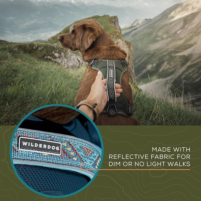 Wilderdog Lightweight Dog Harness with Reflective Straps - Small - Olive