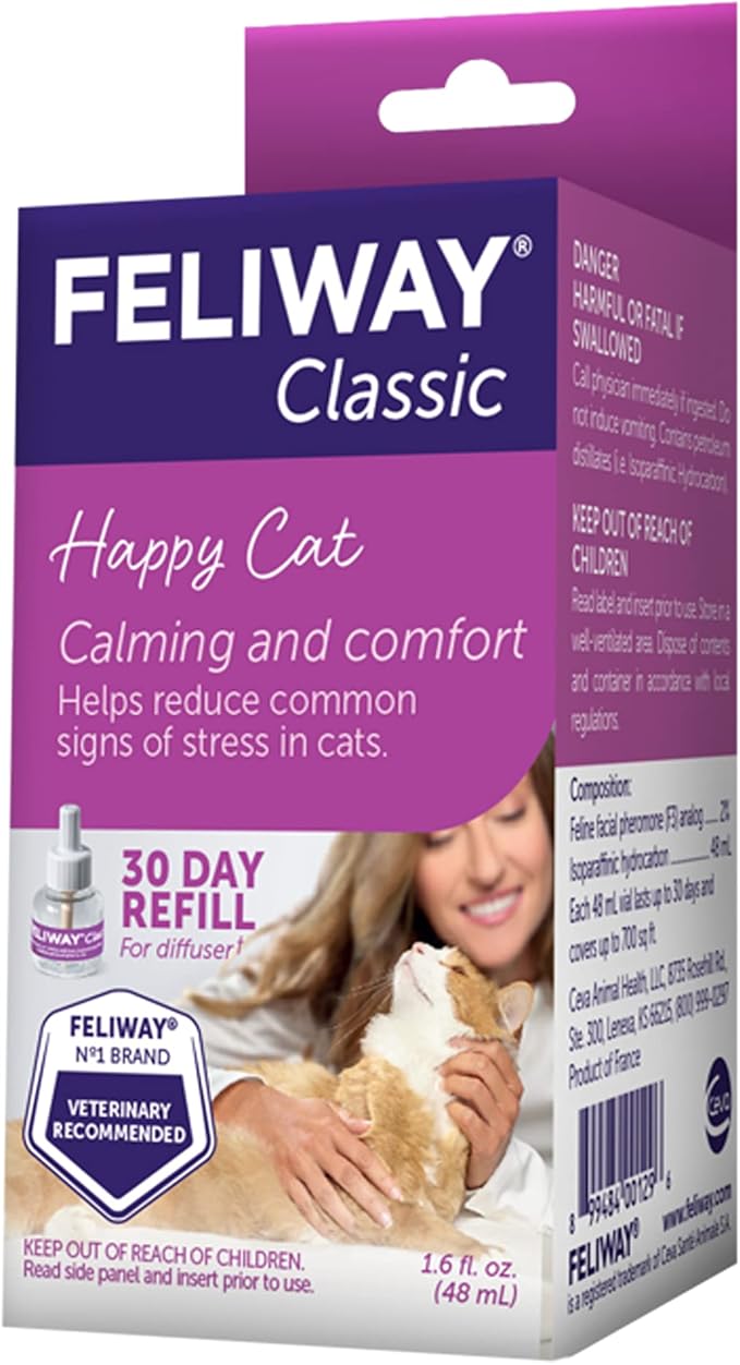 FELIWAY® Classic 30 Day Cat Calming Refill for Pheromone Diffuser, 48ml - Helps Reduce Common Signs of Stress in Cats & Kittens, Enhanced Calming