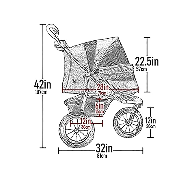 Pet Gear No-Zip Jogger Pet Stroller for Cats/Dogs, Zipperless Entry, Airless Tires, Easy One-Hand Fold, Cup Holder + Storage Basket, Hunter