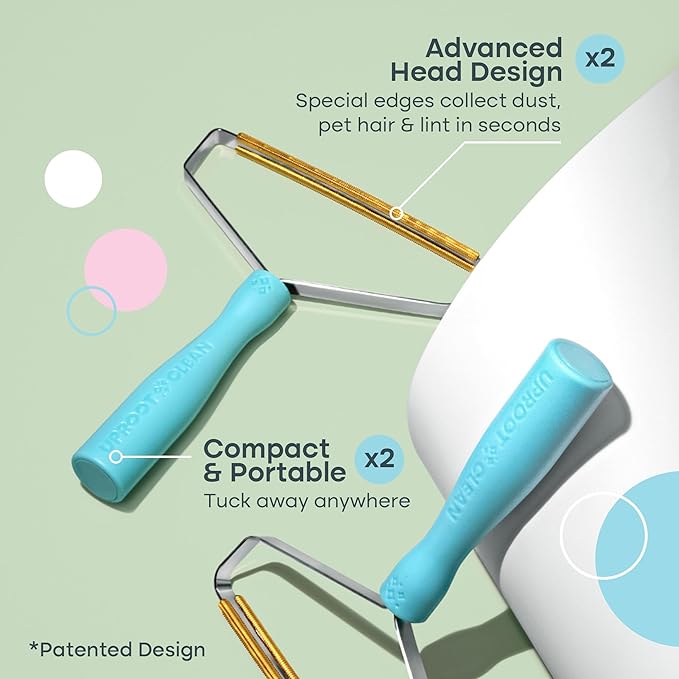 Uproot Cleaner Pro Pet Hair Removal Tool -2 Pack-Special Dog Hair Remover Multi Fabric Edge and Carpet Rake by Uproot Clean-Cat Fur Remover for Couch, Pet Towers, Rugs, Cat Mats and Trunks & Much More