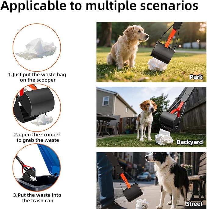 2 Pack 32 Inch Foldable Dog Pooper Scooper,Dog Poop Pick Up Tool for Large&Small Dogs,Sturdy & Light Weight,Easy to Carry and Clean