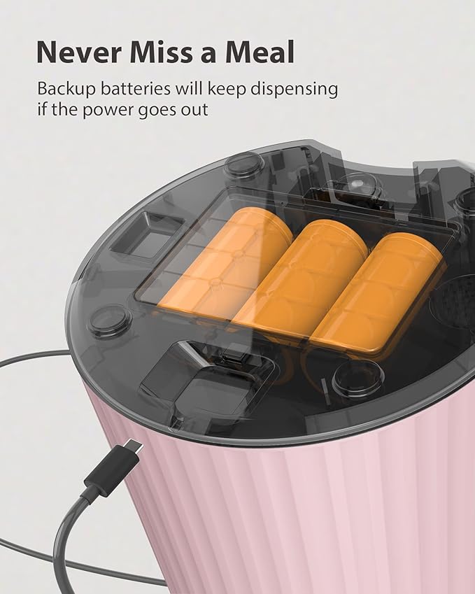 Petory Timed Automatic Cat Feeders - 4L Programable Dry Food Dispenser for Cats and Small Medium Dogs 6 Meals with Desiccant Bag Dual Power Supply 10S Voice Recorder