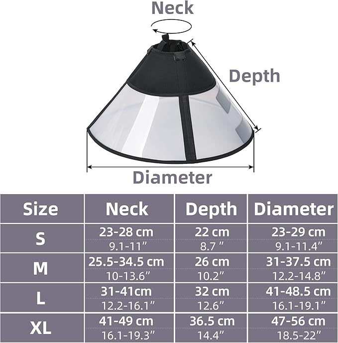 Soft Dog Cone Suitable for Postoperative Use in Dogs, Adjustable and Comfortable Elizabeth Collar, Used for Wound Care, Sterilization, Suitable for Medium to Large Dogs (L)