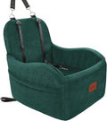 Dog Booster Car Seat for Small/Medium Dogs,6in Elevated Cushion,Fully Detachable and Washable,2 Storage Pockets & 3 Straps,Fits in Front/Back Seat,Easy to Install (Green,Medium)